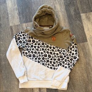 Wanakome Olive and Black Leopard Hoodie